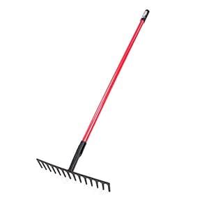 Bully Tools 92311 16-Inch Level Head Rake with Fiber Glass Handle and ...
