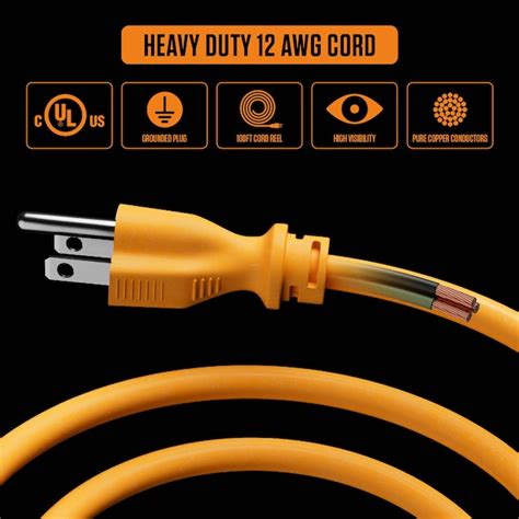 Masterplug Masterplug 100Ft 4 Sockets 15A 12Awg Large Open Metal Reel ...