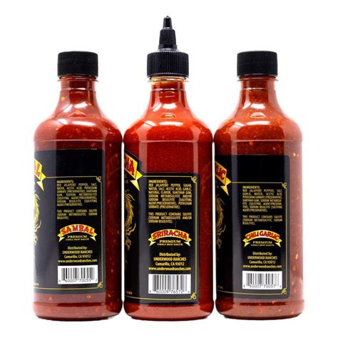 Buy Underwood Ranches Sriracha, Sambal, & Chili Garlic Hot Sauce - 3 ...