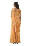 Buy Yellow Silk Sweetheart Neck Jasmine Print Ruffle Saree Gown For ...