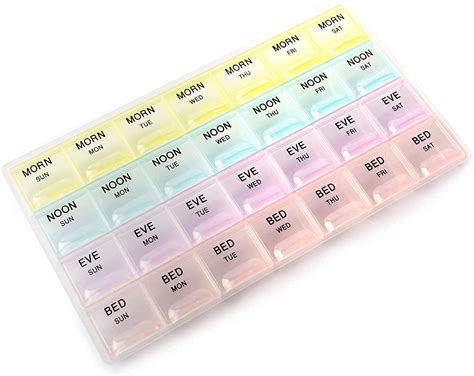 Rabbonix Pill Medicine Organizer Reminder Storage Box 28 Days or 4 ...