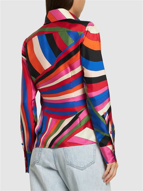 PUCCI Printed Silk Long Sleeve Shirt Emilio Pucci