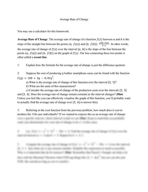 SOLUTION: Average rate of change worksheet - Studypool - Worksheets Library