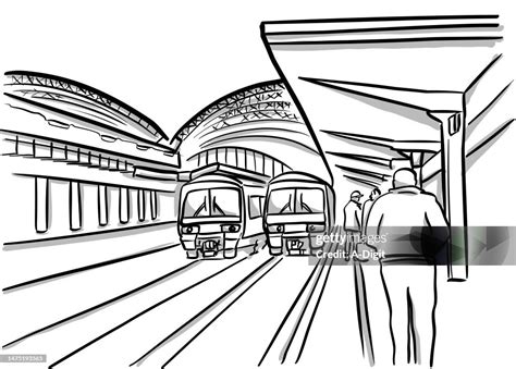 Railway Station Drawing Local Train 的图像结果