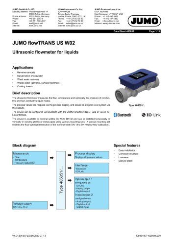 All JUMO GmbH & Co. KG catalogs and technical brochures