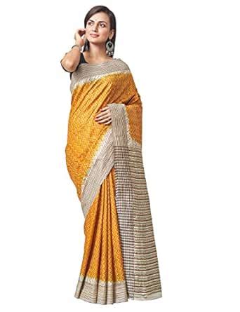 Buy Biswa Bangla Women's Plain Weave Silk Saree With Blouse Piece (BBHS ...