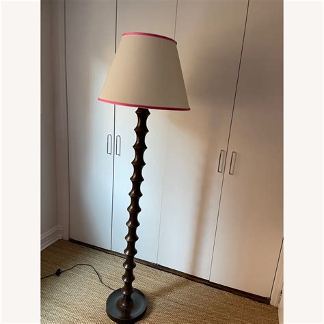 Wood Spindle Floor Lamp with White Shade - AptDeco
