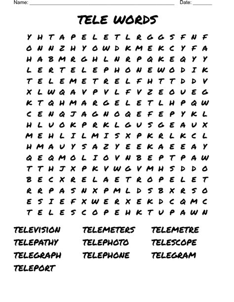 tele words Word Search - WordMint