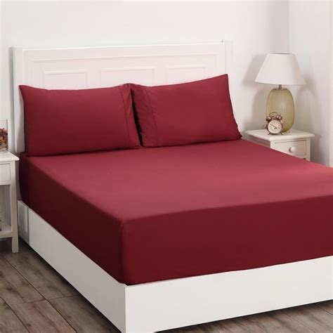 Buy MASPAR Red Solid Cotton Double Bedsheet - 3Pcs - 275 x 275 cm from ...