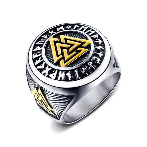 Buy THE MEN THING Pure Titanium Steel Ring - Triple Valknut Ring with ...