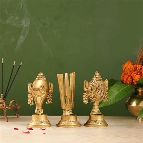 Buy Superfine Brass Symbols of Lord Tirupati Balaji - Shankh, Chakra ...