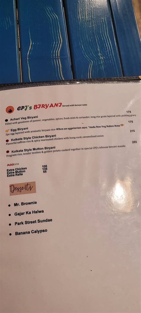 Menu at Cafe Purani Jeans - Cafe & Restaurant, Kalyani