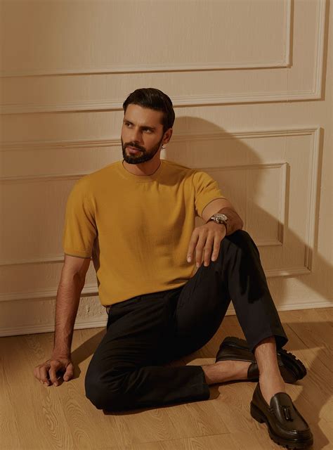 Buy Old Gold Merino Crew | Casual Yellow Solid Crew for Men Online ...