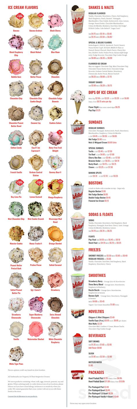 Menu - Davenport IA's Whitey's Ice Cream | Sirved