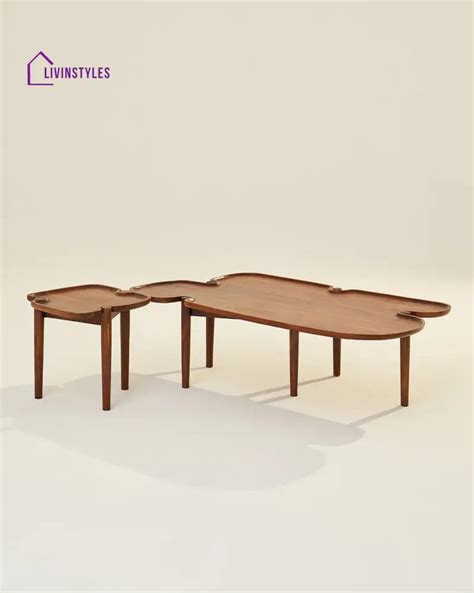 Hina Puzzle Table - Set of 2 | Wooden Coffee Table for Living Room ...