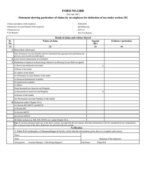 Image result for Form 12BB Submission