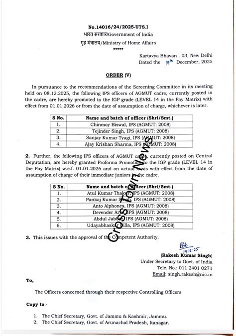 MHA promotes 10 IPS Officers to IGP rank , 3 from J&K segment