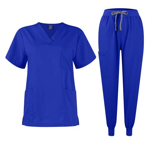 TQWQT Royal Blue Scrubs Sets for Women Plus Size Nurse Uniforms Petite ...