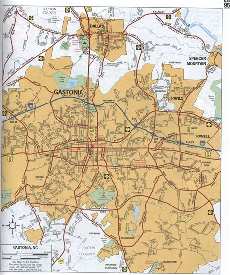 Map of Gastonia, NC. Street map of Gastonia city. Road map of Gastonia USA - us