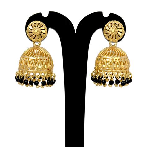 Trendy Gold Plated Filigree Beads Hanging Jhumka Shop Online | K Supreme