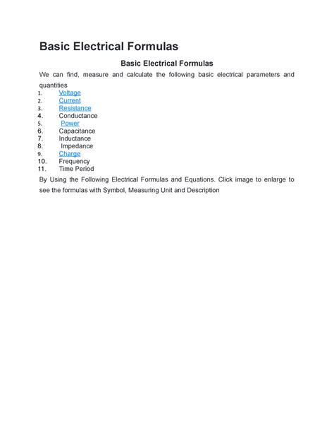 Basic Electrical Engineering Formulas 的图像结果