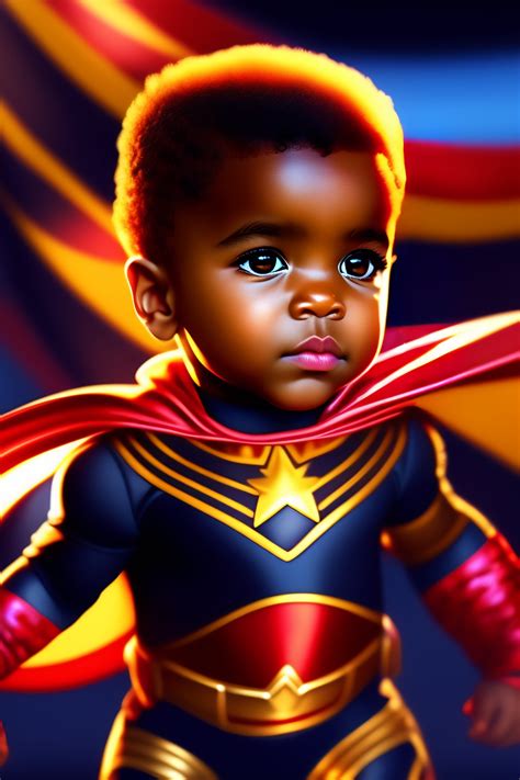 Lexica - Brown skin baby superhero, black panther, captain America cartoon