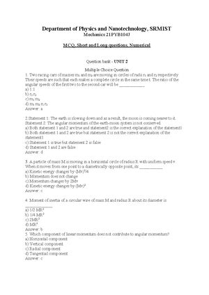 UNIT 3 Qnestions - Practice matrial - Department of Physics and ...