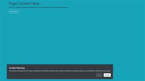 Bootstrap Cookie Consent Examples - Bootstrap Cookie Warning example ...