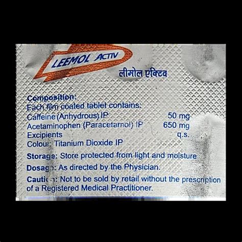 LEEMOL ACTIV TABLET 10'S Price, Uses, Side Effects & Substitutes | Medkart