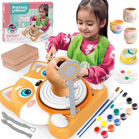 Amazon.com: Kids Pottery Wheel Kit - Mini Pottery DIY Kit & Tools for ...