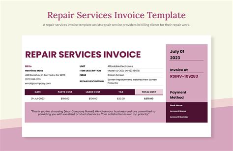 Computer Repair Invoice Template 的图像结果