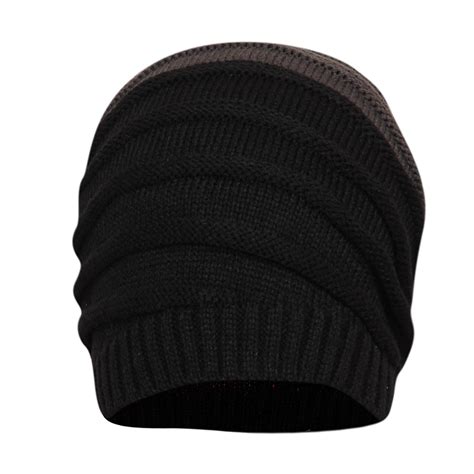 FabSeasons Unisex Dual Color Black & Gray Acrylic Woolen Slouchy Beanie ...