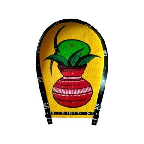 Bengal Art Bamboo Kulo Red Kalasham Painted Pooja Samagri Keeper Tray ...