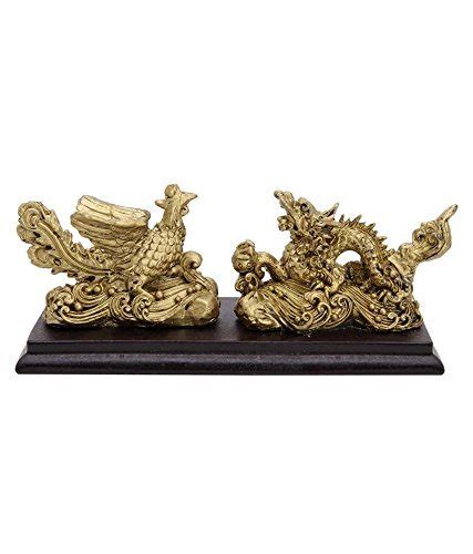 Buy JPS RETAIL Gold Dragon Phoenix Pair Showpiece 14x6x14 cm Online at ...