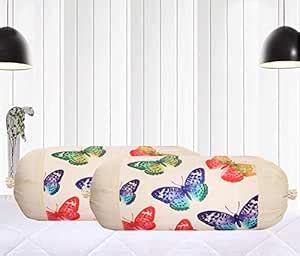 Buy Kuber Industries Butterfly Design Cotton 2 Pieces Bolster Cover Set ...