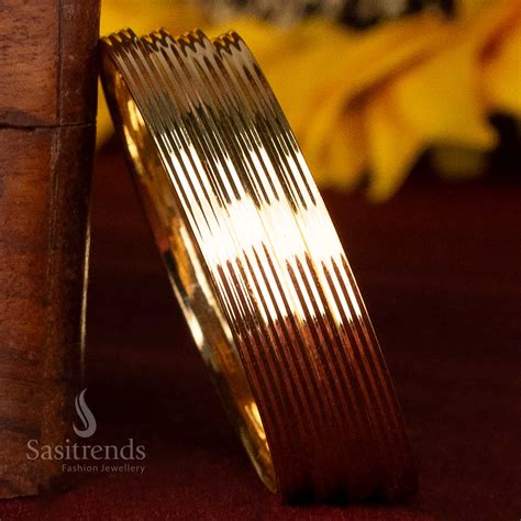 Kids Micro Gold Plated Ribbed Bangles Set of 4 - Sasitrends