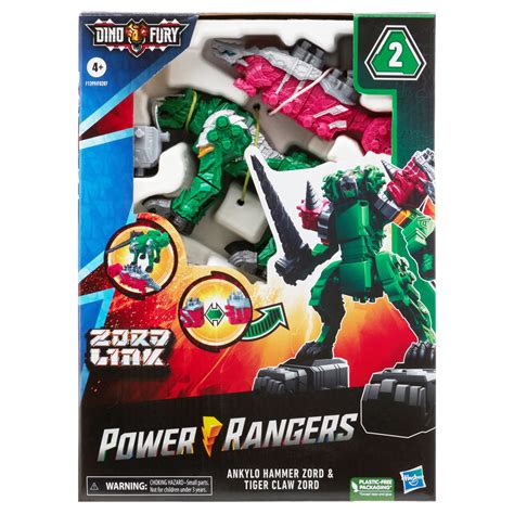 Buy Power Rangers Dino Fury Pink Ankylo Hammer and Green Tiger Claw ...