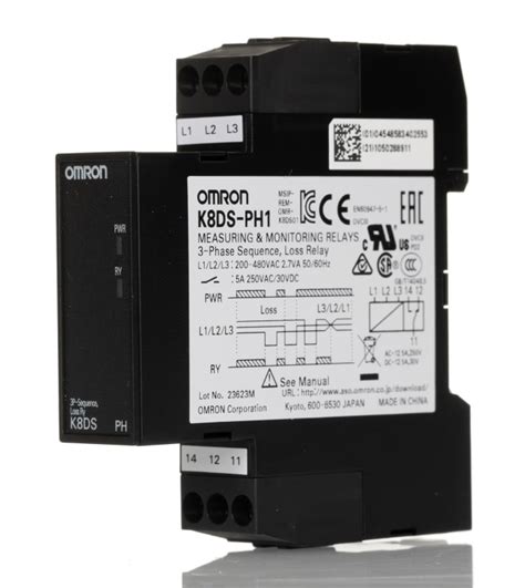 K8DS-PH1 Omron | Omron Phase Monitoring Relay, 3 Phase, SPDT, DIN Rail ...