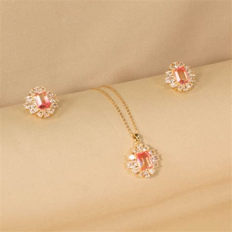 Fire n Ice Pendant Set - Peach - Minima Collection – Blingvine