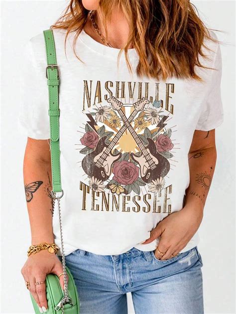 INAWLY Vintage Nashville Country Concert Shirt Women Graphic Tee ...