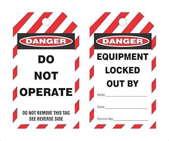 Loto Industrial Safety Lockout Tagout LOTO Tags - SET OF 100 : Amazon ...