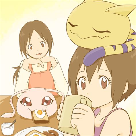 yagami hikari, koromon, nyaromon, and yagami yuuko (digimon and 1 more ...