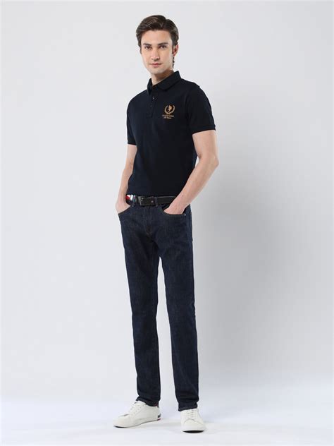 Buy U.S. POLO ASSN. Men Blue Cotton Collar Neck Slim Fit Polo T-Shirt ...