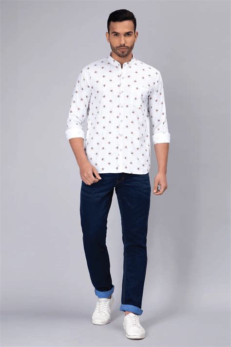 Buy Men's Regular Fit Chinese Collar Casual Shirt Online – Peplos Jeans