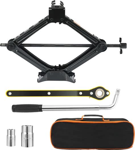 2 Tons (4409 lbs) Scissor Car Jack Kit, Universal Car Emergency with Lug Wrench & Ratchet ...