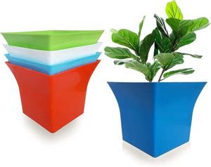 Eon Square pots 10 inch : (Multicolour, Pack of 5) Plant Container Set ...