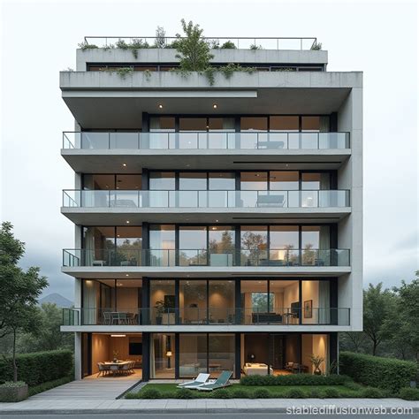 Modernist Residential Building Design | Stable Diffusion Online