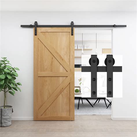 Buy BARNSMITH Heavy Duty Sliding Door Hardware Kit Black Barn Door ...