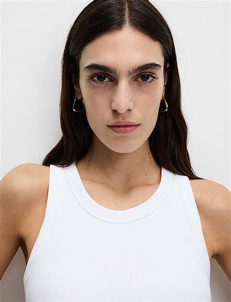 Buy Cotton Rich Ribbed Scoop Neck Bra Vest Top at Marks & Spencer