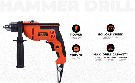 BLACK+DECKER BED550-IN 550 W, 13mm Corded Variable Speed Ergonomic ...